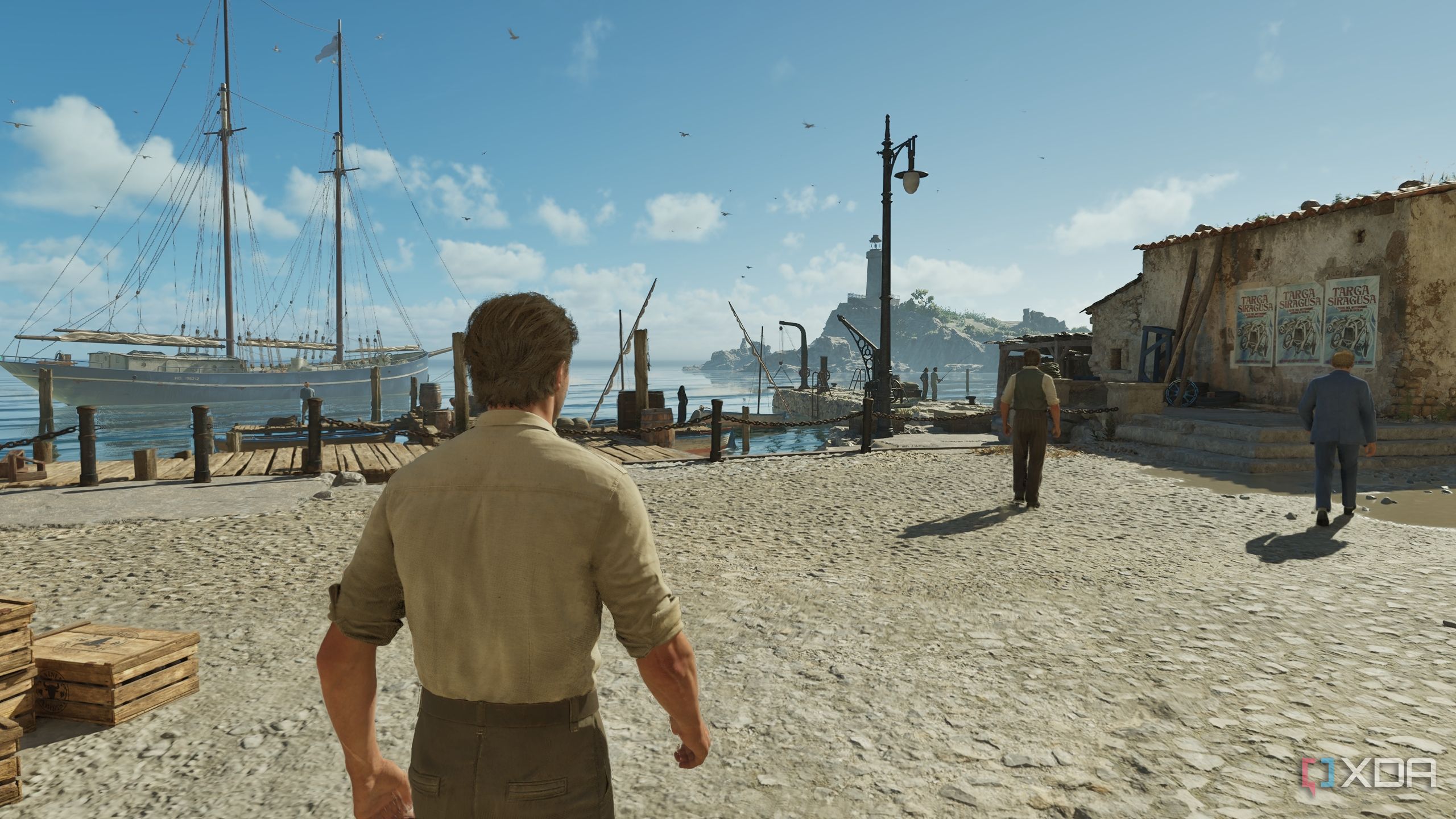 Enzo at a pier in Mafia: The Old Country.