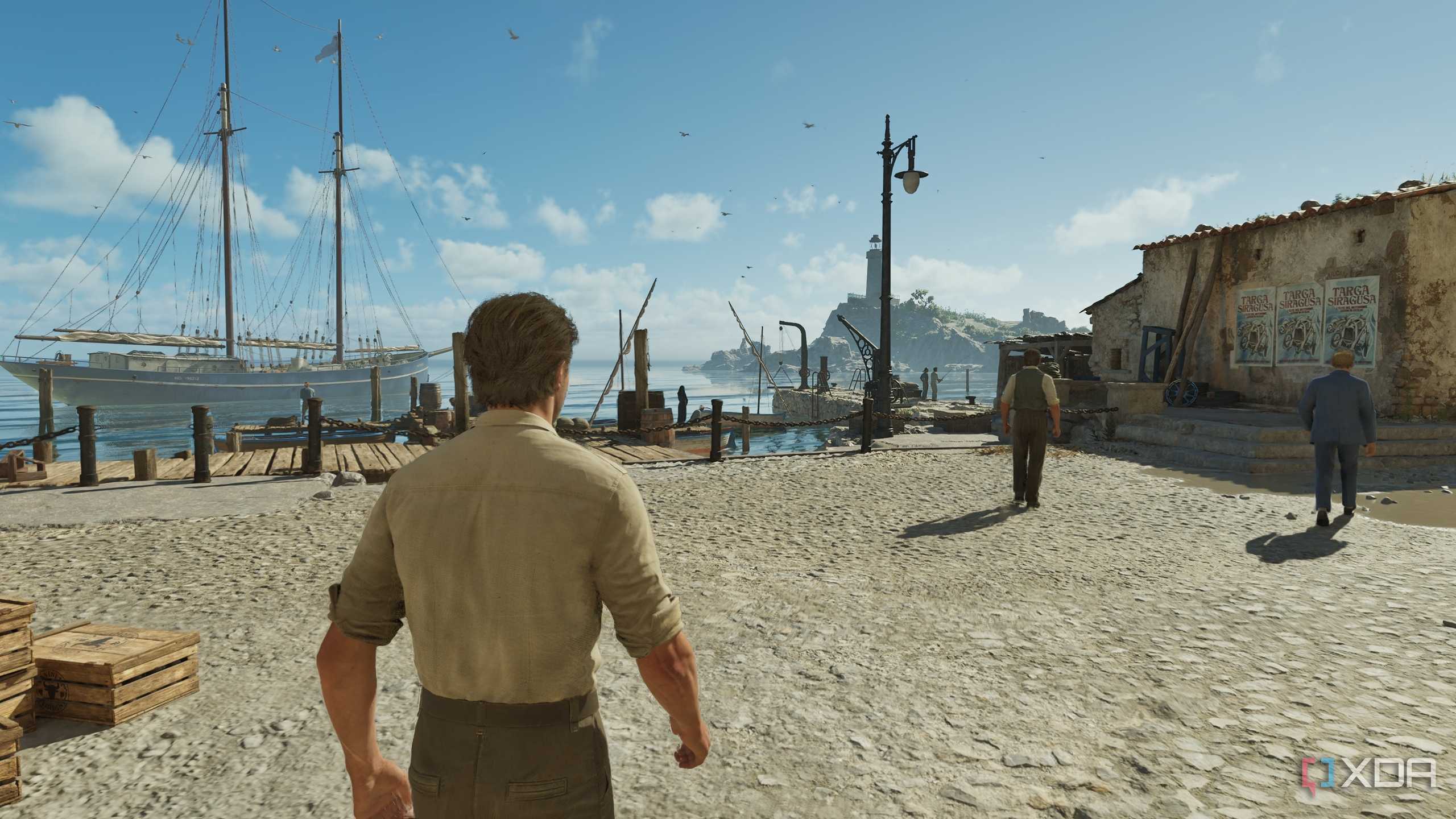 Enzo at a pier in Mafia: The Old Country.