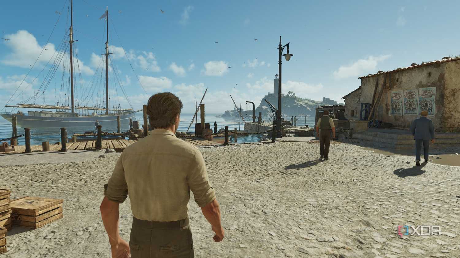 Enzo at a pier in Mafia: The Old Country.