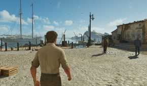 Enzo at a pier in Mafia: The Old Country.