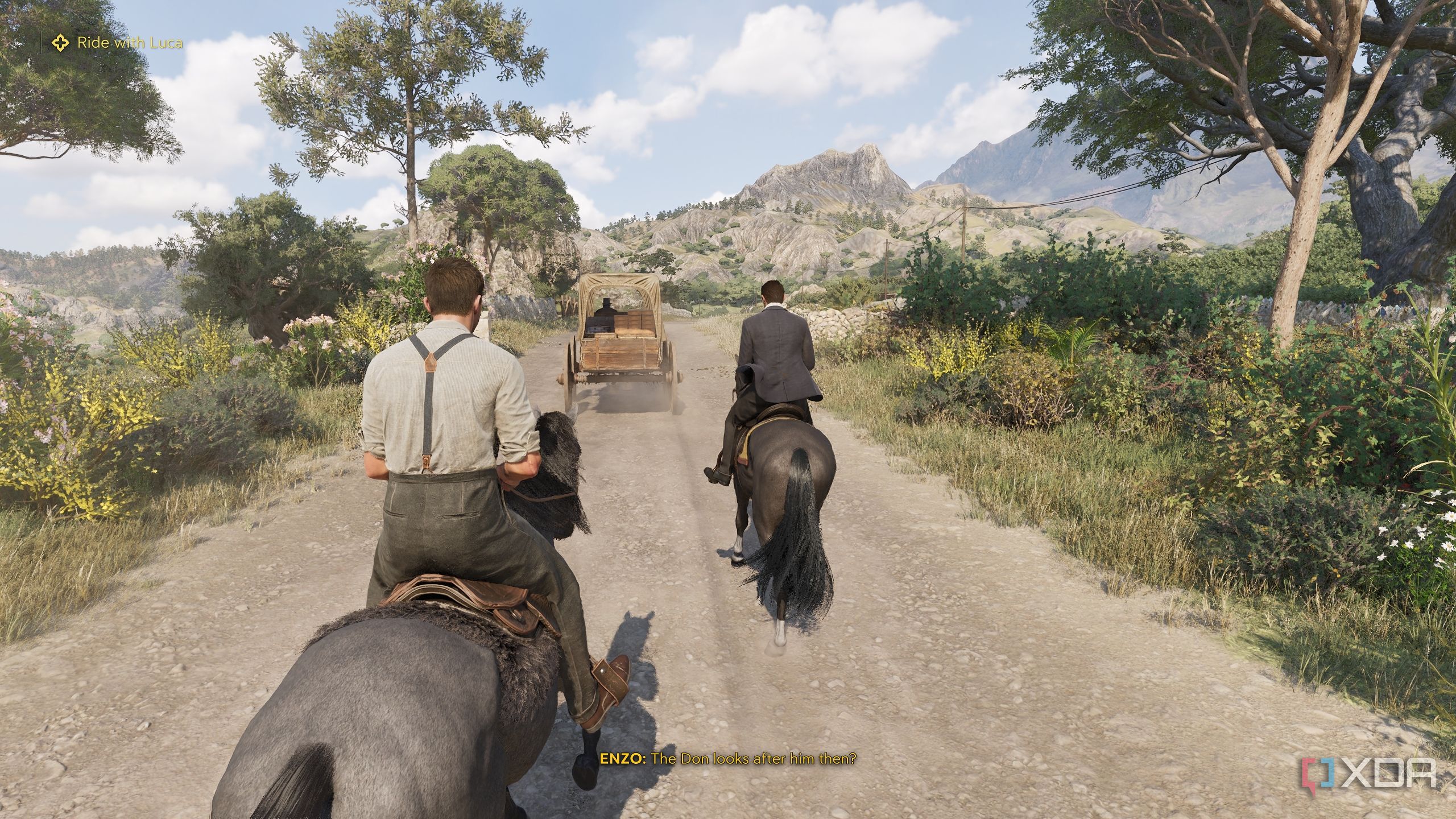 Enzo and Luca riding horses in Mafia: The Old Country.