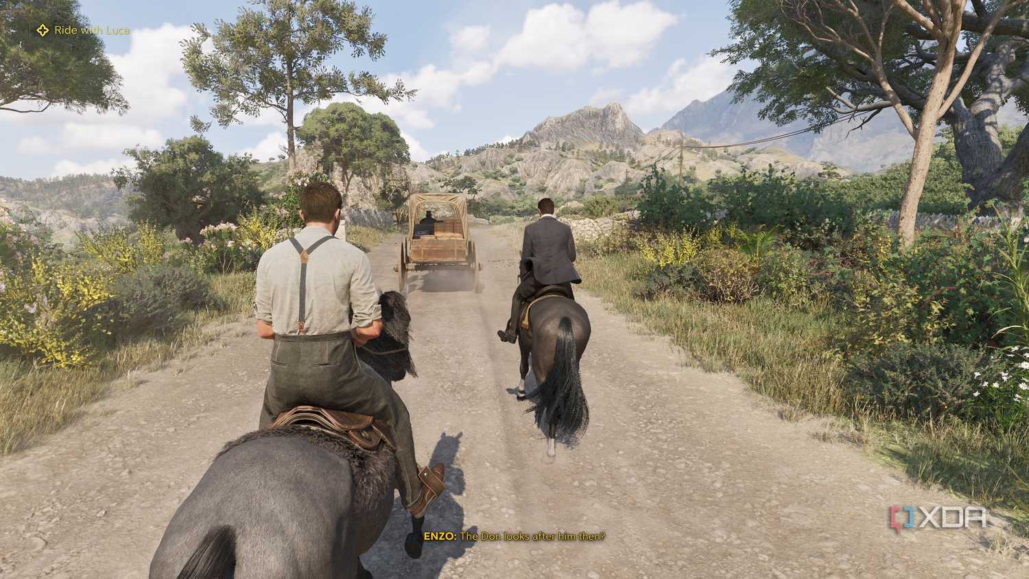 Enzo and Luca riding horses in Mafia: The Old Country.
