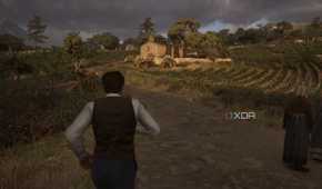 Enzo jogging towards a chapel at sunset in Mafia: The Old Country.