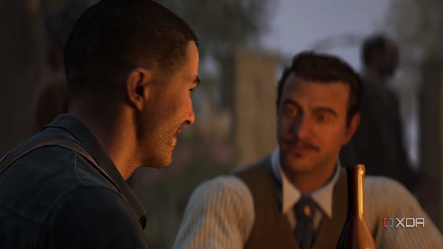 Luca talking to Enzo in Mafia: The Old Country.