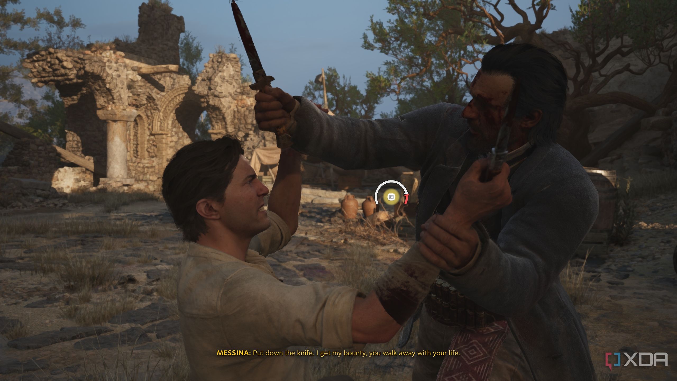 A knife duel against a bandit in Mafia: The Old Country.