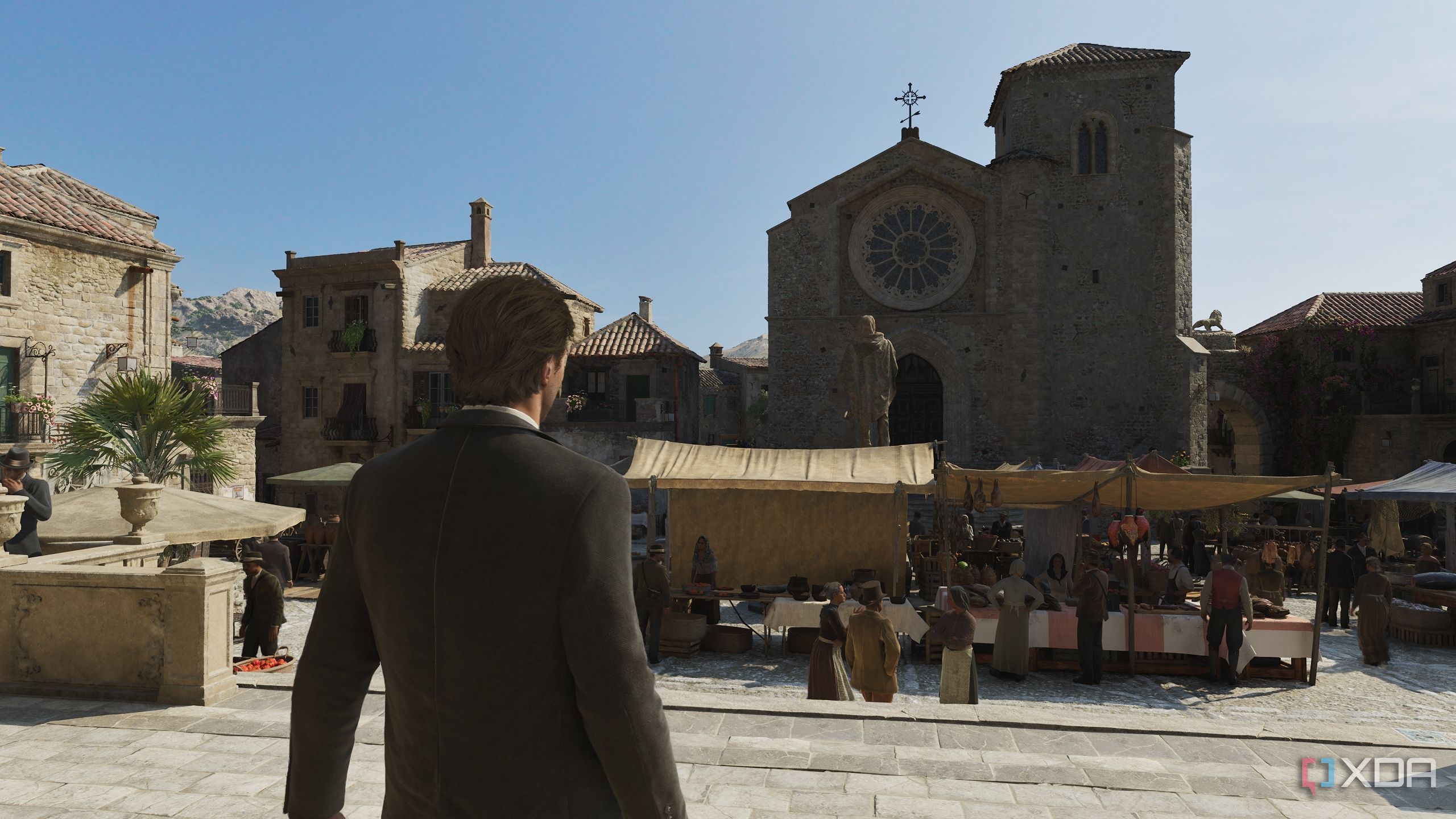 Enzo in the central market square of San Celeste.