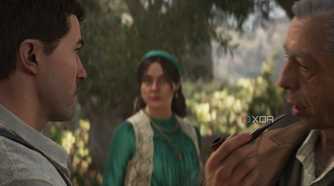 Tino Russo looking at Enzo with Isabella in Mafia: The Old Country.