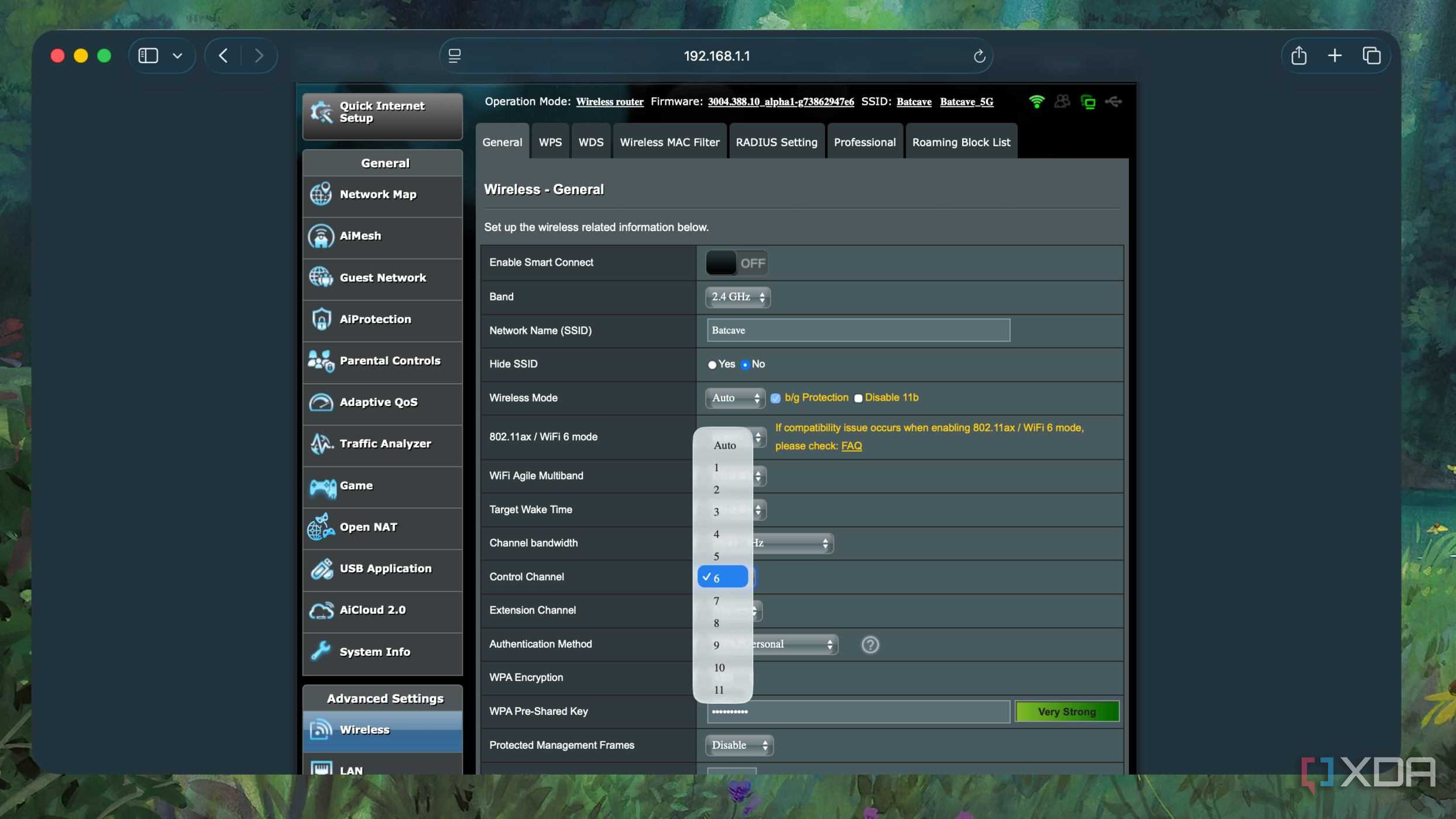 Manually setting a Wi-Fi channel in router