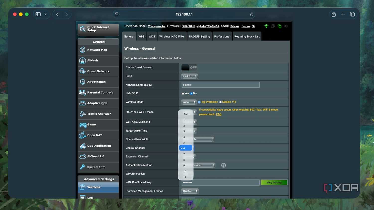 Manually setting a Wi-Fi channel in router