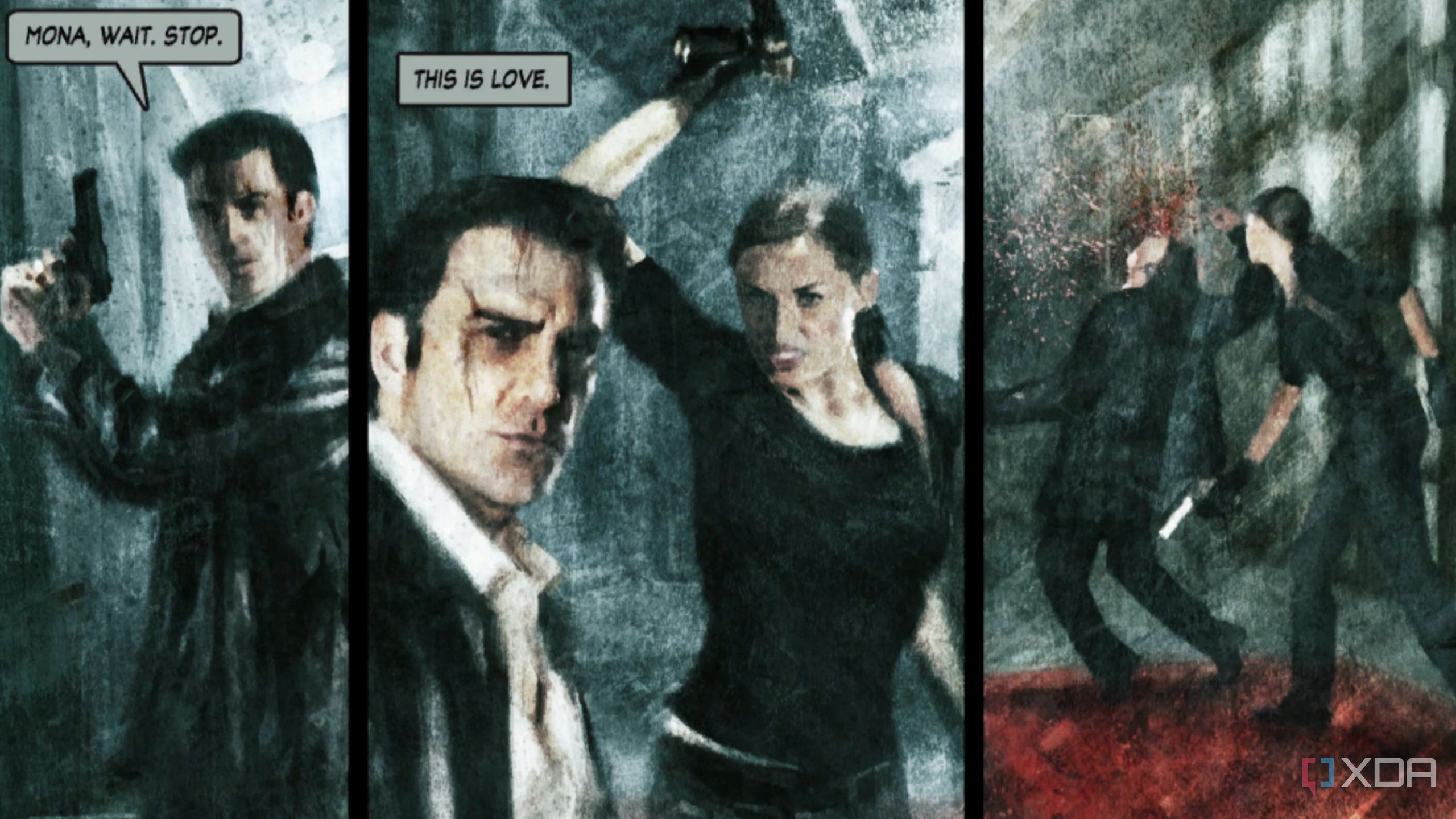 Mona attacks Max in Max Payne 2.