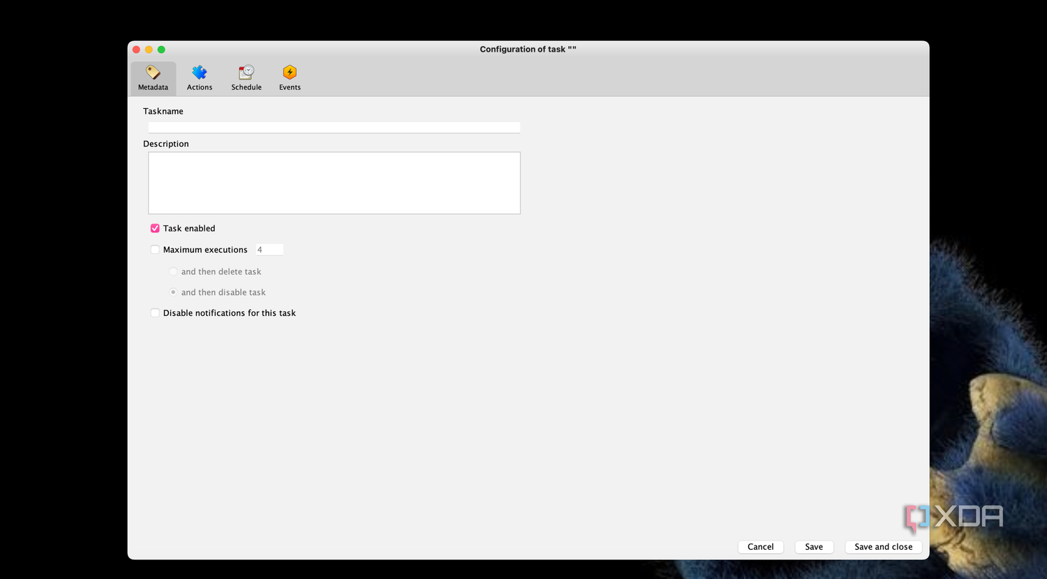 Metadata page in Task till Dawn