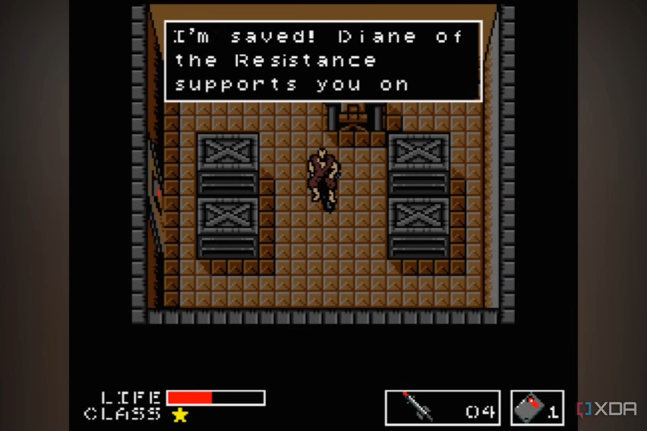 Rescuing a captive in the 1987 game, Metal Gear Solid.