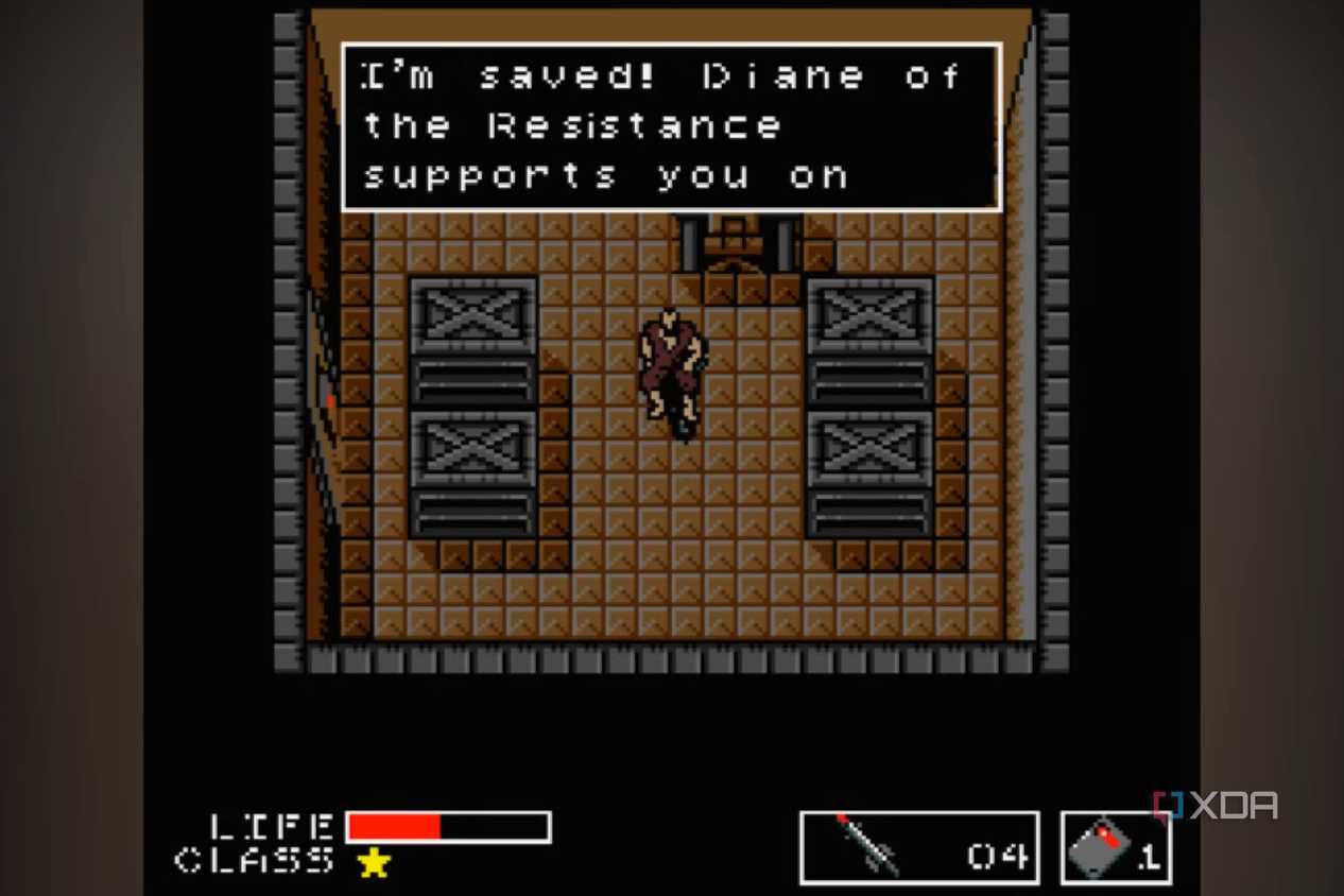 Rescuing a captive in the 1987 game, Metal Gear Solid.