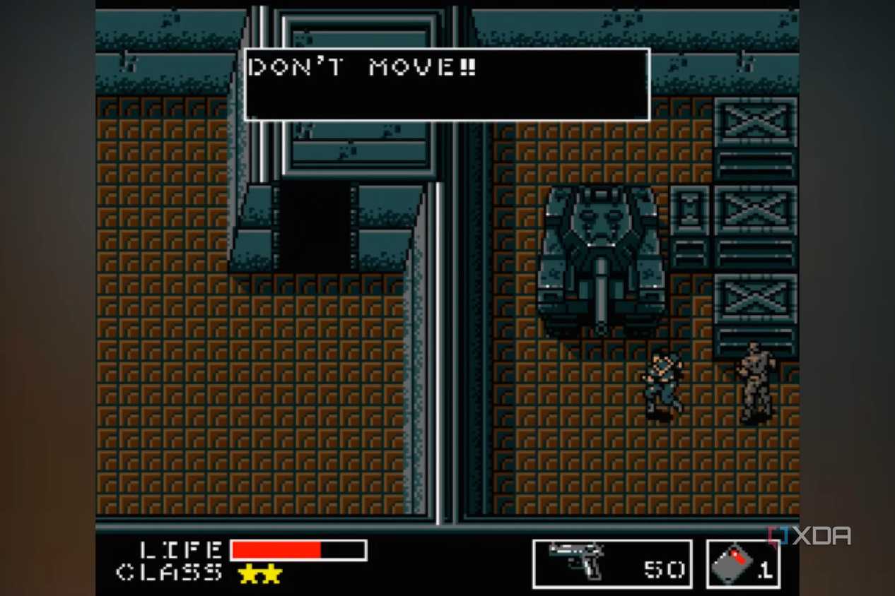 A screenshot from the 1987 game, Metal Gear Solid.