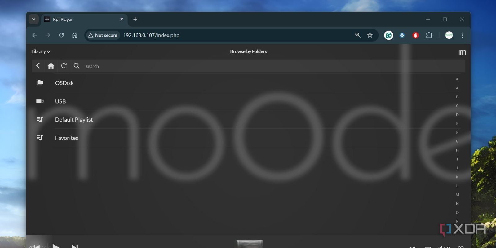 screenshot of moode audio os usb select