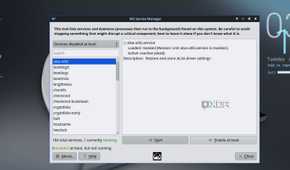screenshot of mx linux service manager tool