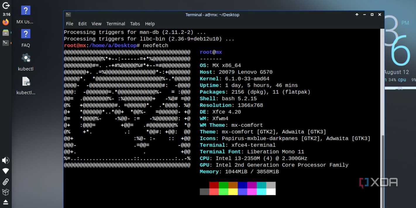 screenshot of mx linux xfce debian edition