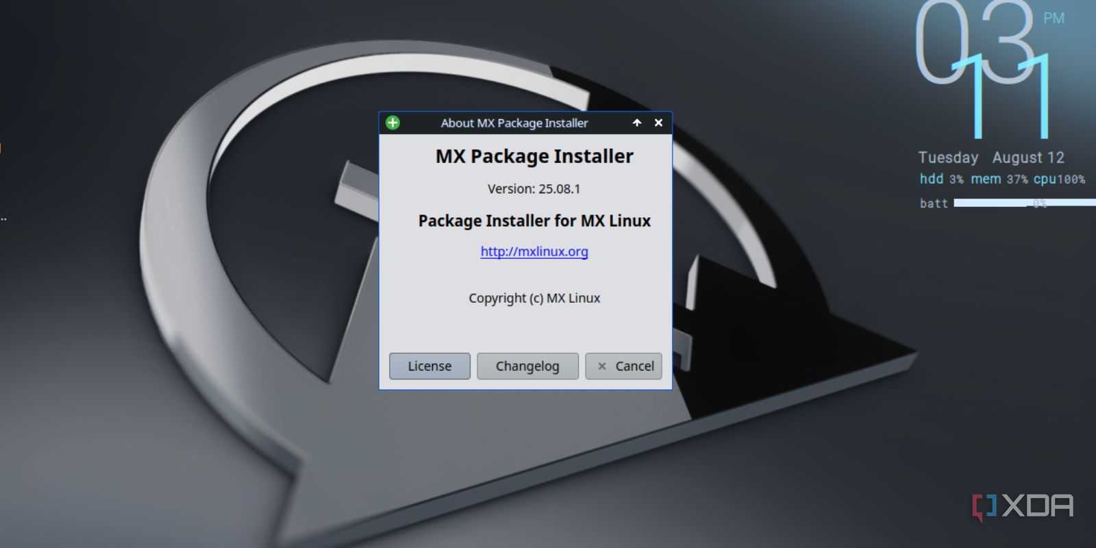 screenshot of mx linux xfce package installer