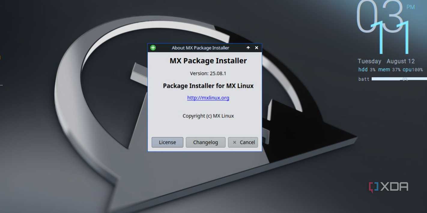 screenshot of mx linux xfce package installer