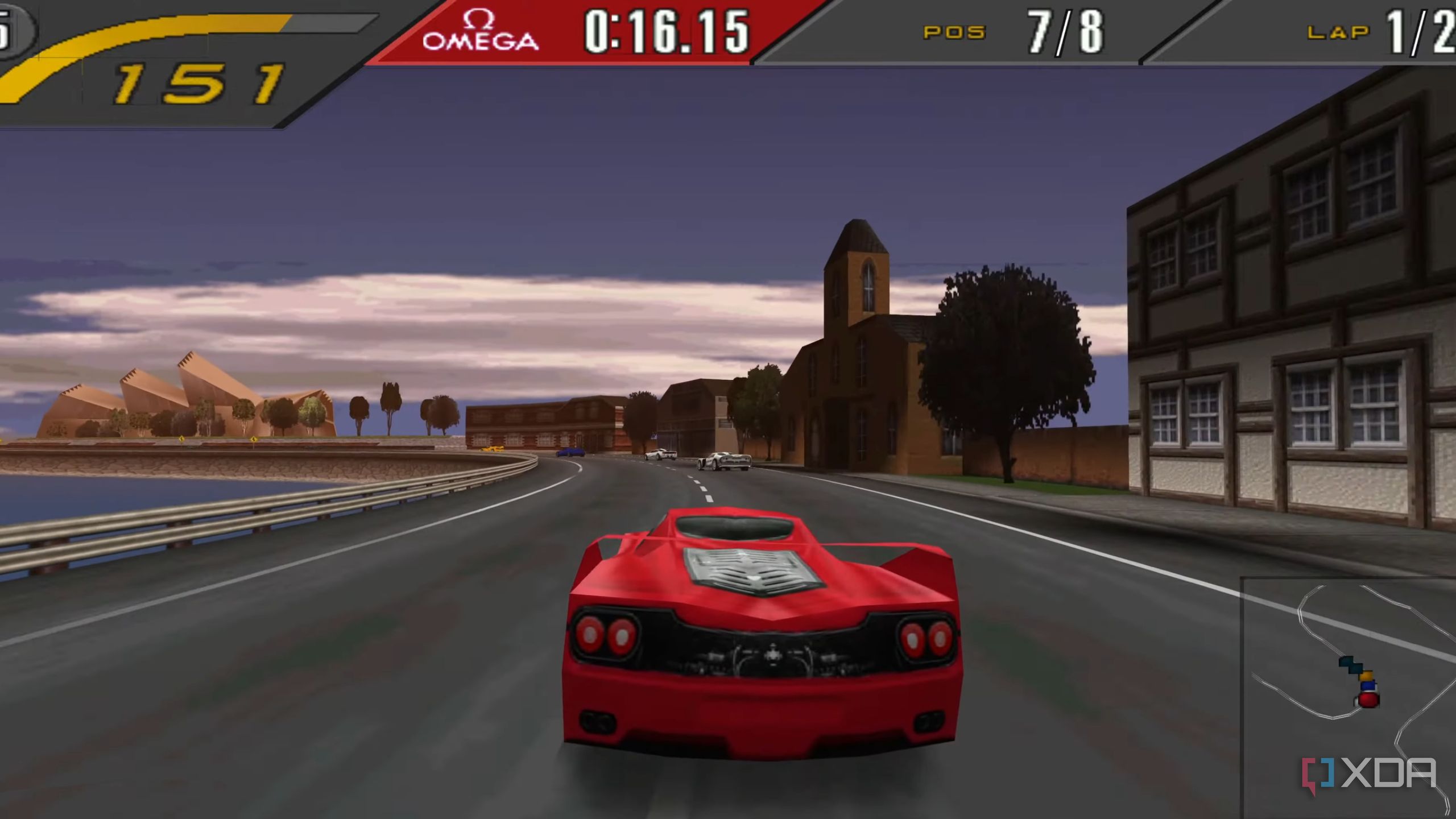 Driving a Ferrari in NFS 2 Special Edition.