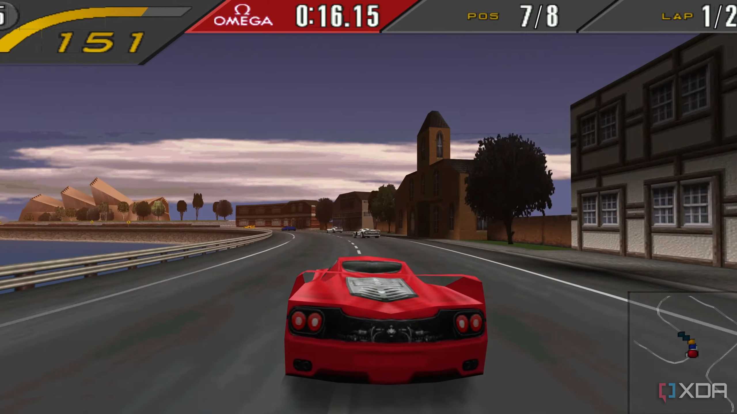 Driving a Ferrari in NFS 2 Special Edition.
