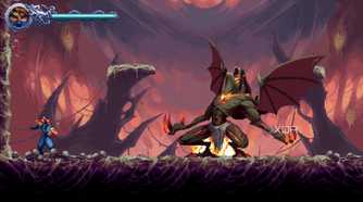 A screenshot of a boss fighting from Ninja Gaiden: Ragebound