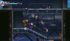 A screenshot of Kumori fighting enemies in Ninja Gaiden: Ragebound