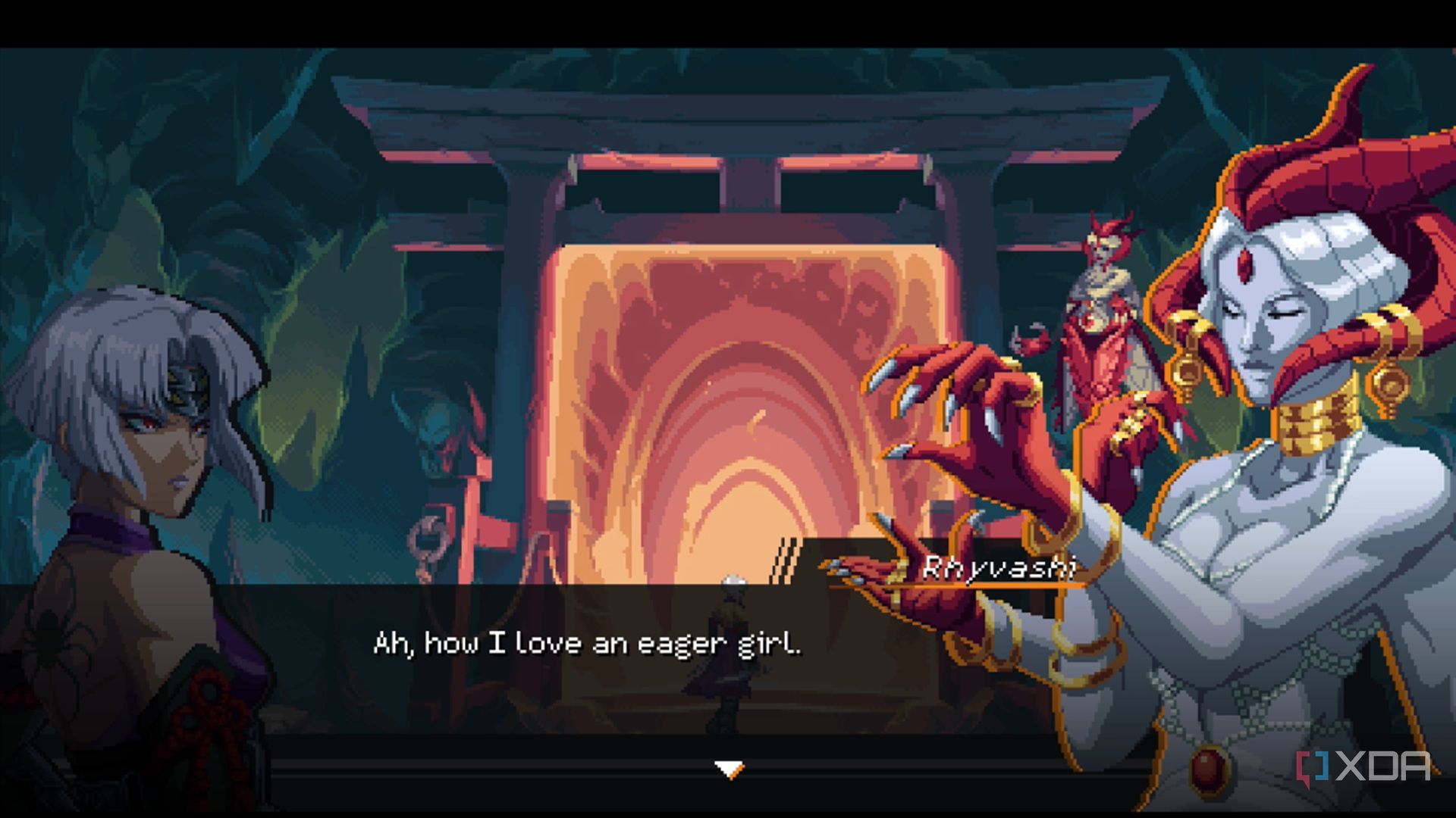 A screenshot of a cutscene before a battle in Ninja Gaiden: Ragebound