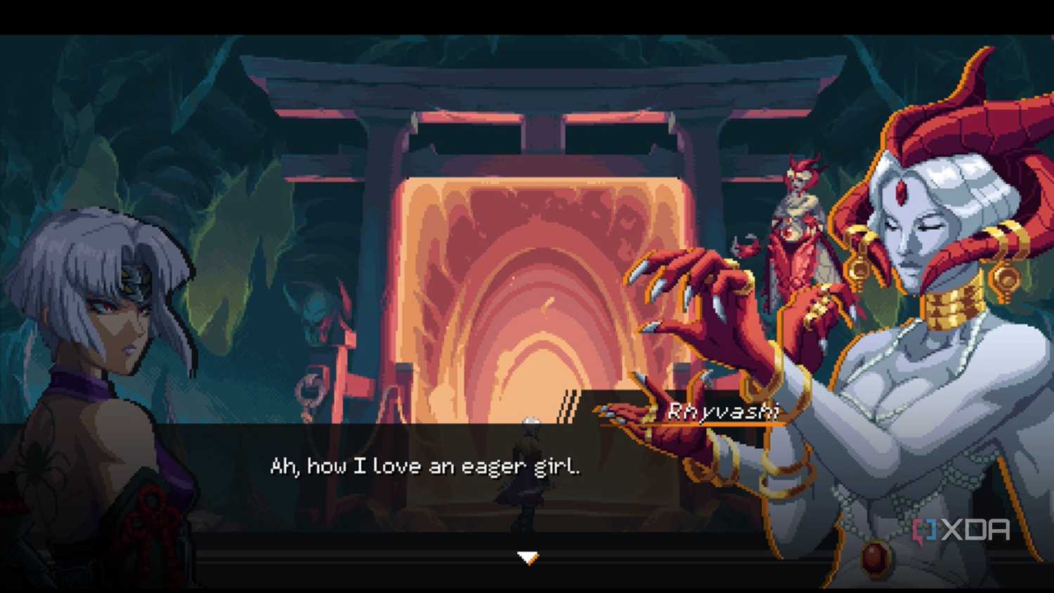 A screenshot of a cutscene before a battle in Ninja Gaiden: Ragebound