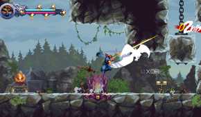 A screenshot of Kenji battling enemies in a stage from Ninja Gaiden: Ragebound