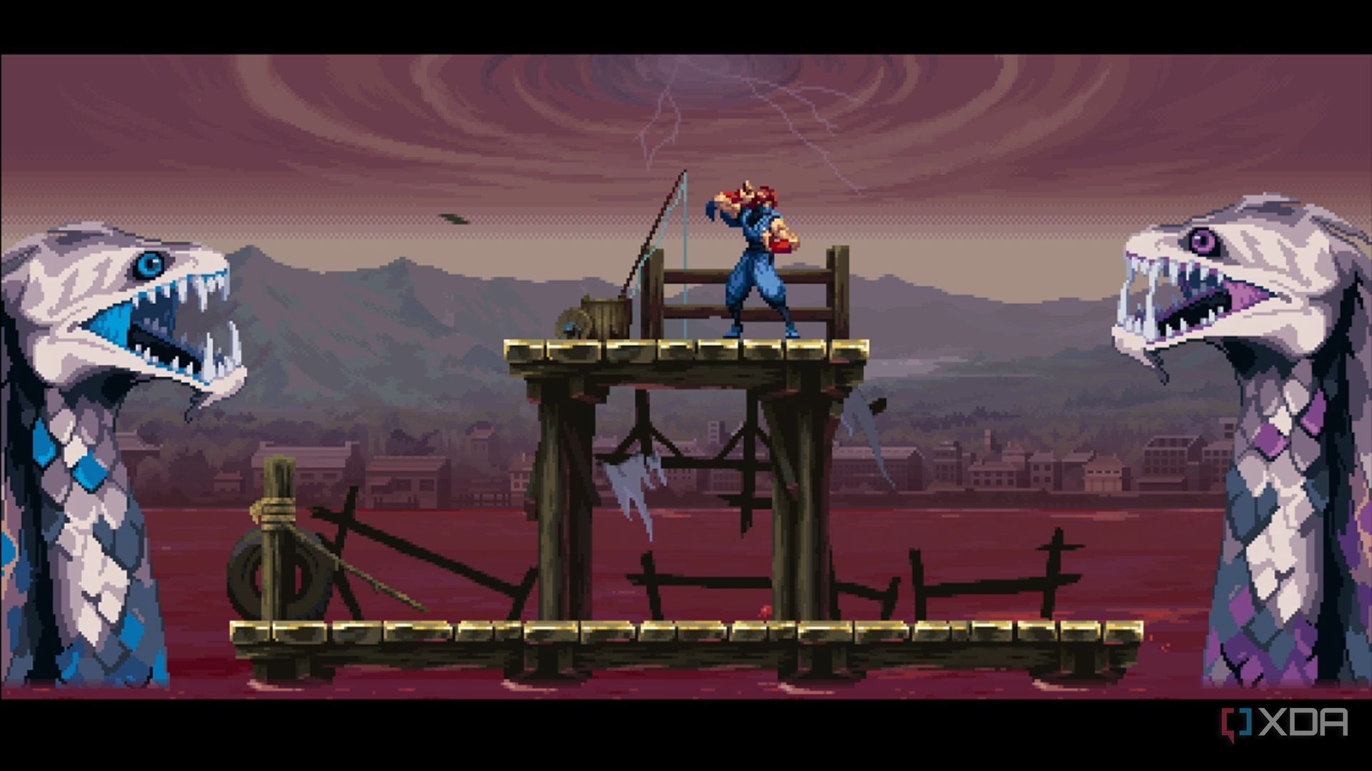 A screenshot of a boss fighting from Ninja Gaiden: Ragebound