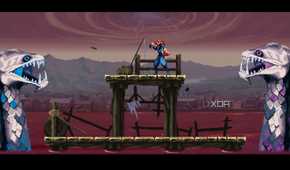 A screenshot of a boss fighting from Ninja Gaiden: Ragebound