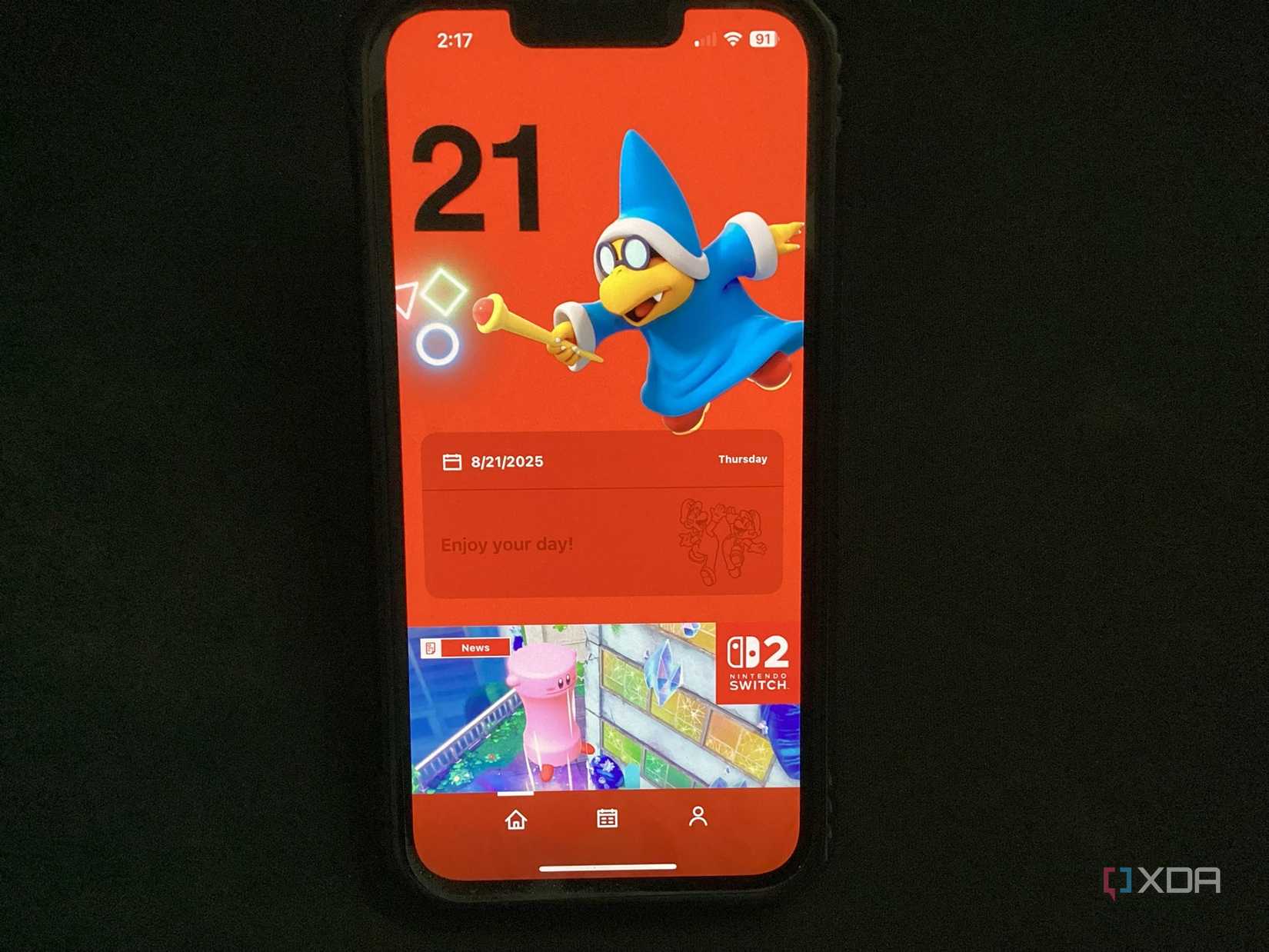 A screenshot of the Nintendo Today! app home screen on mobile