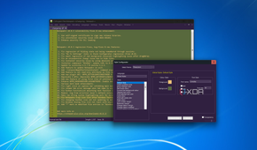 Screenshot of Notepad++ on Windows 11 showing the default log file and a settings window showing various theming options