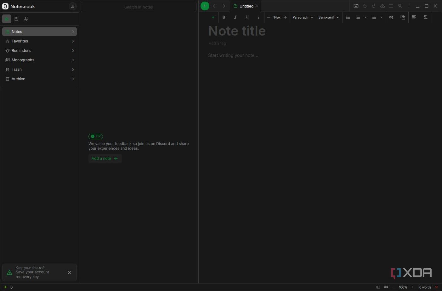 Notesnook dark mode