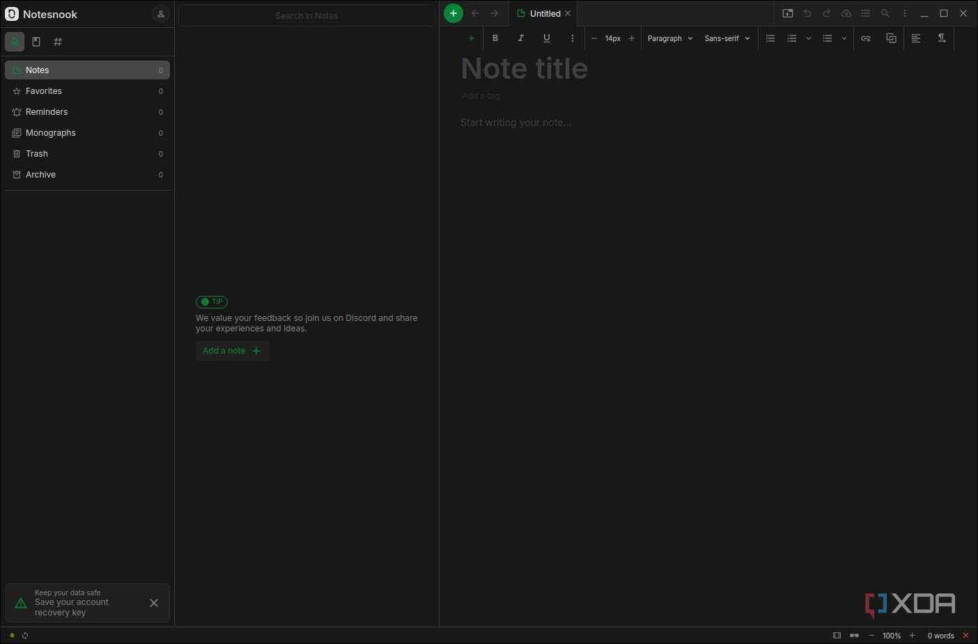 Notesnook dark mode