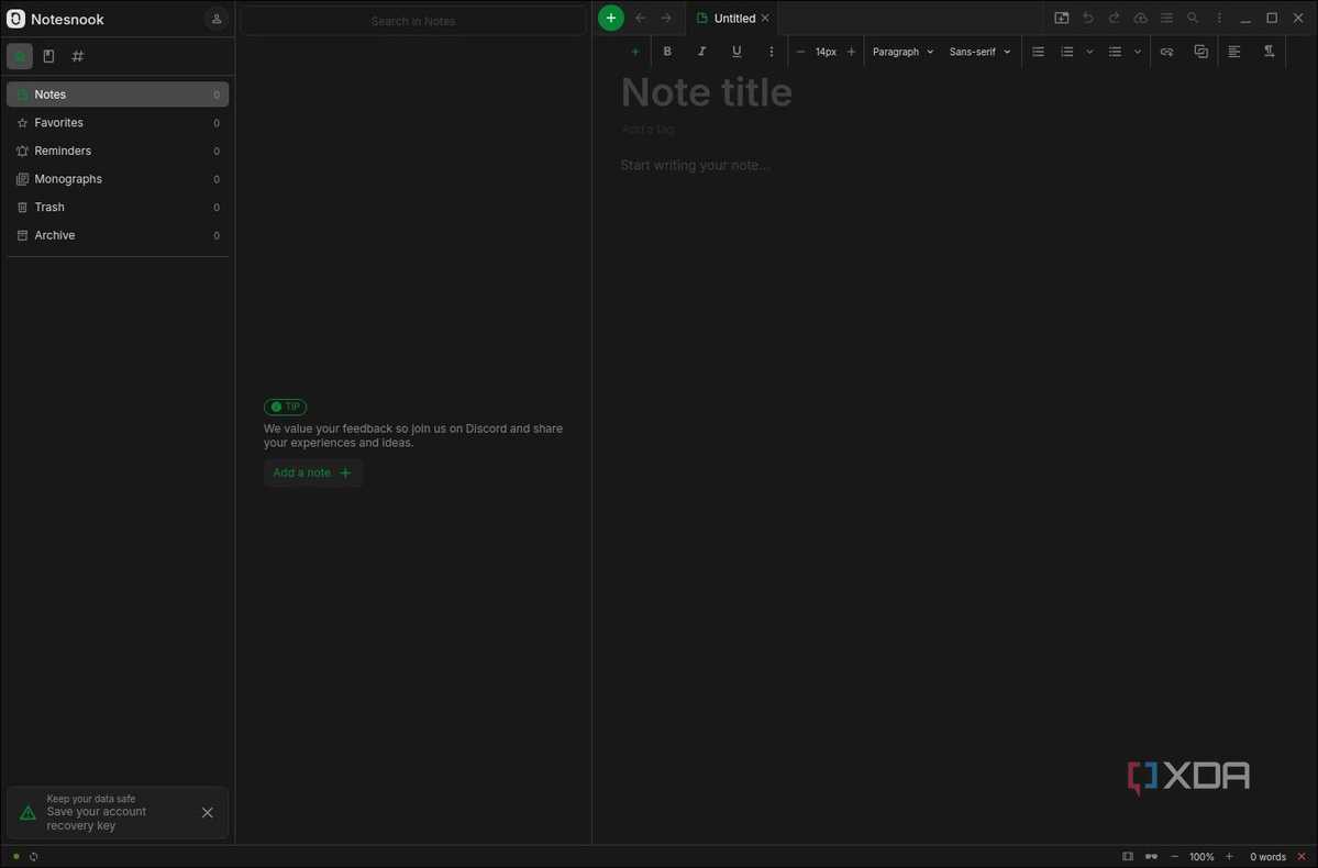 Notesnook dark mode