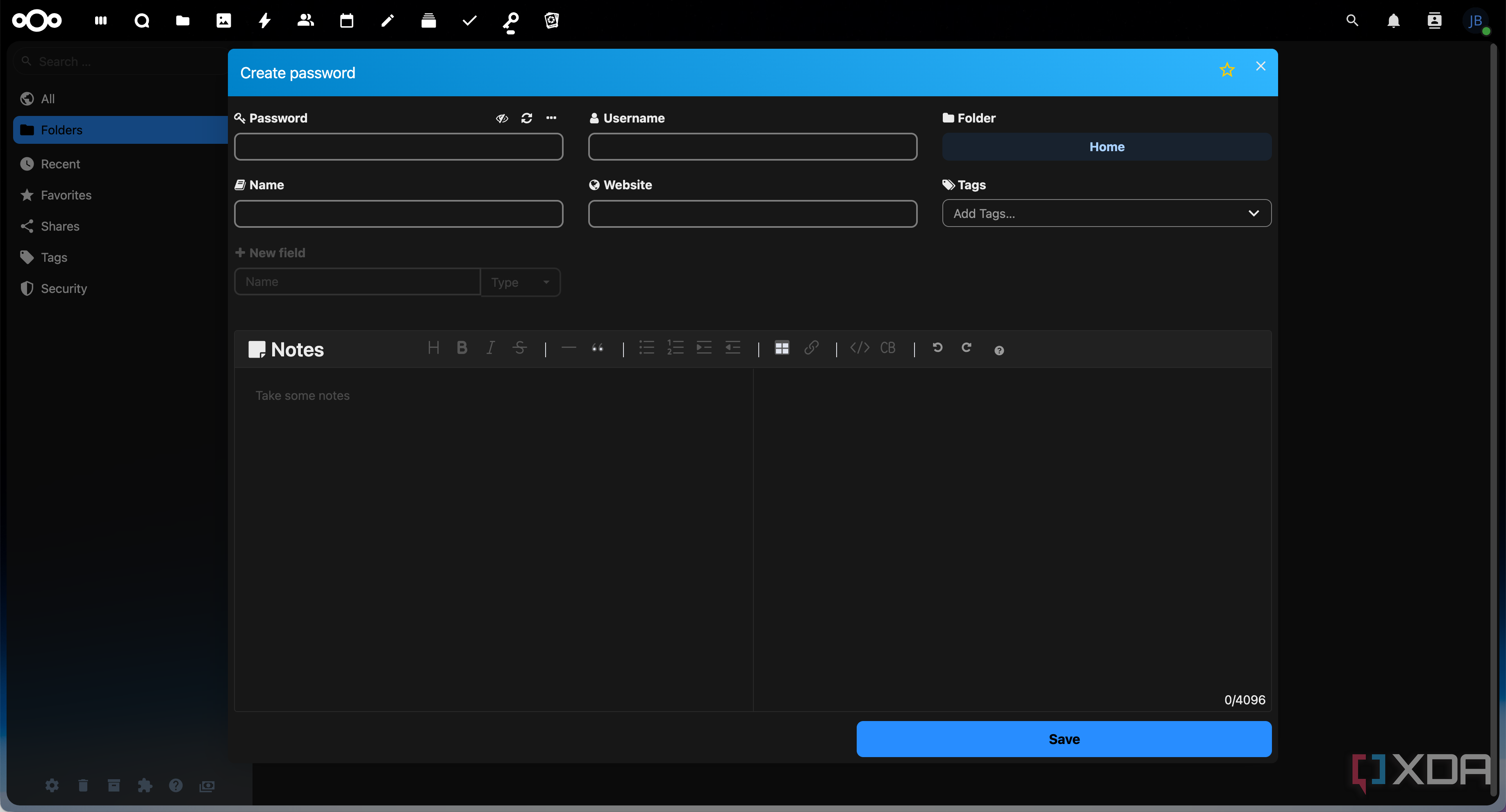 Passwords app in Nextcloud