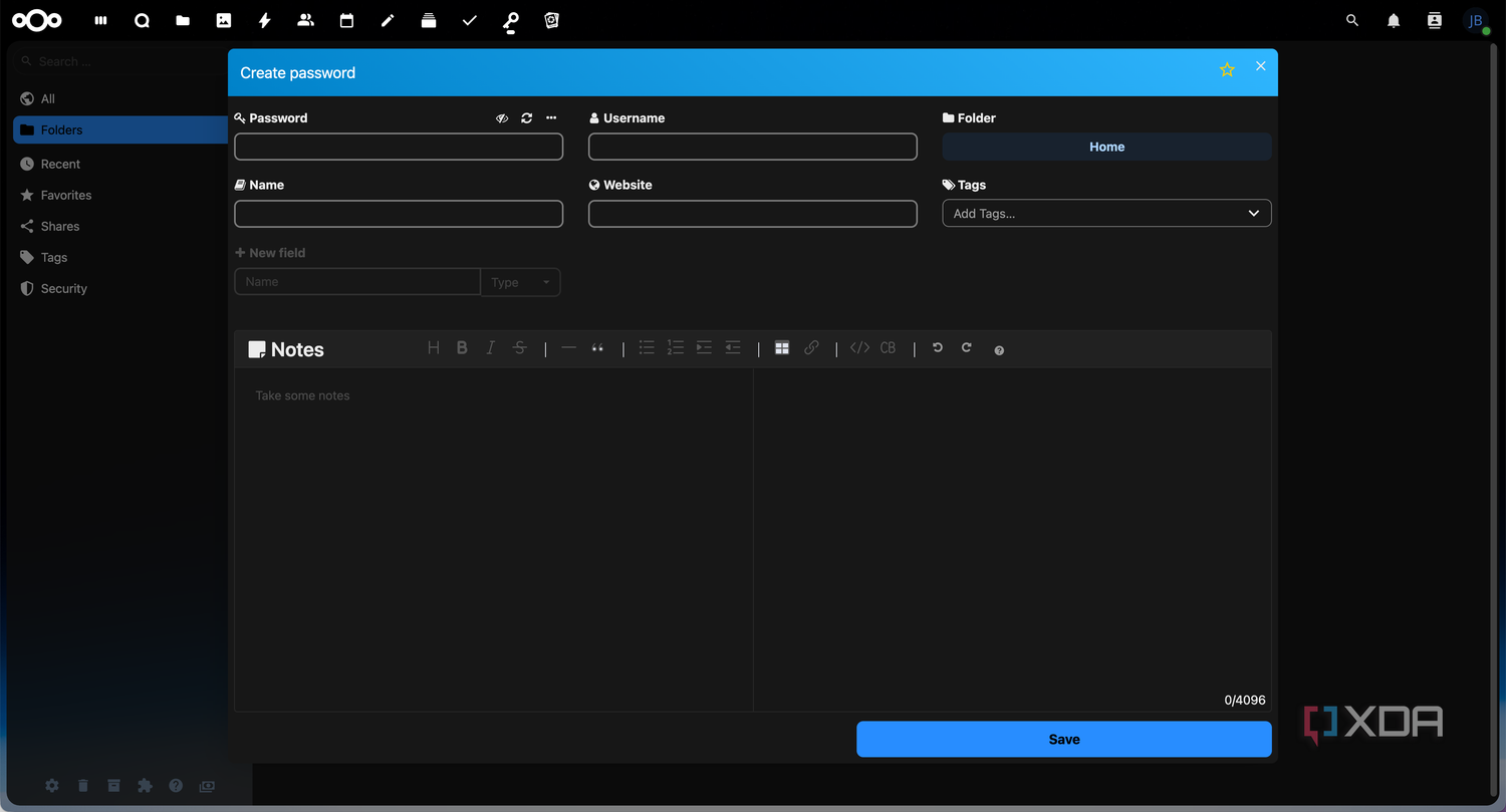 Passwords app in Nextcloud