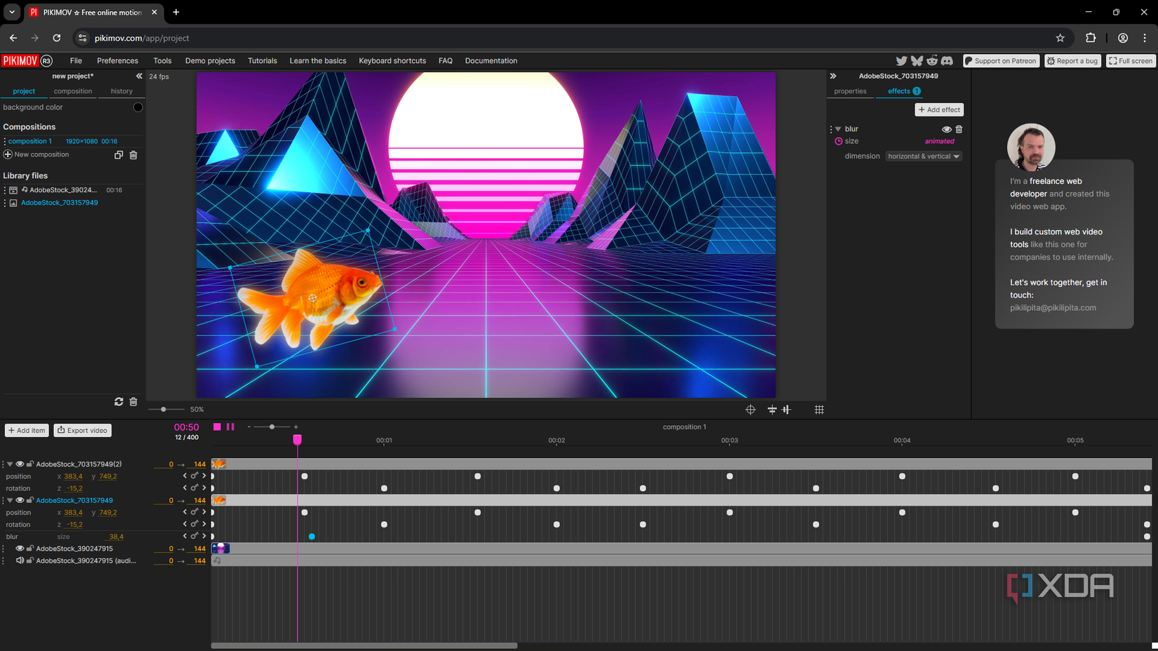 Pikimov agrega fotogramas clave con efecto de desenfoque