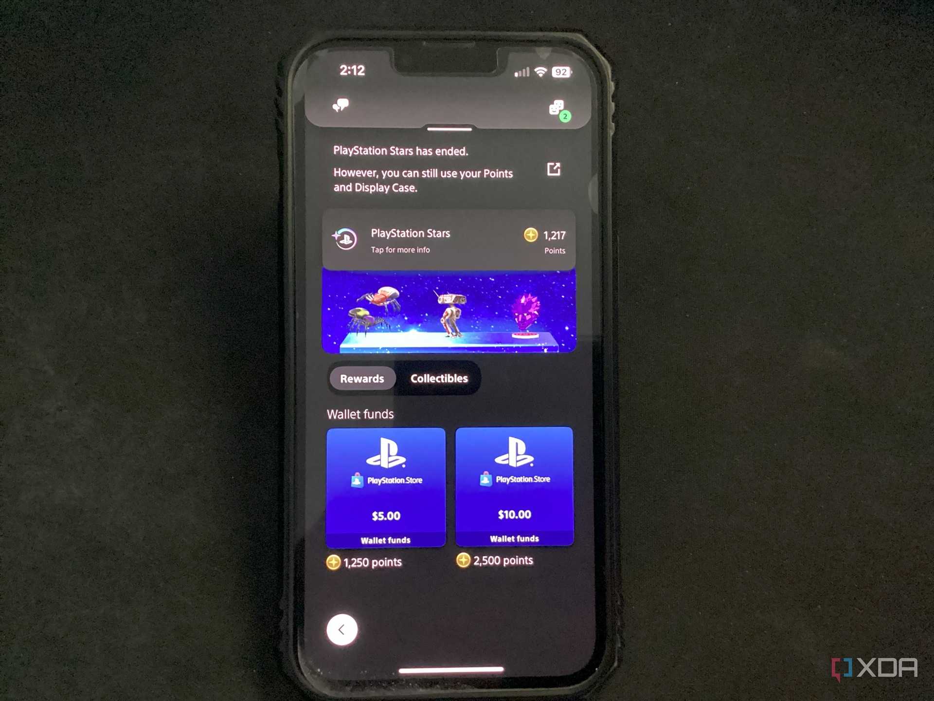 A screenshot of the PlayStation app home screen