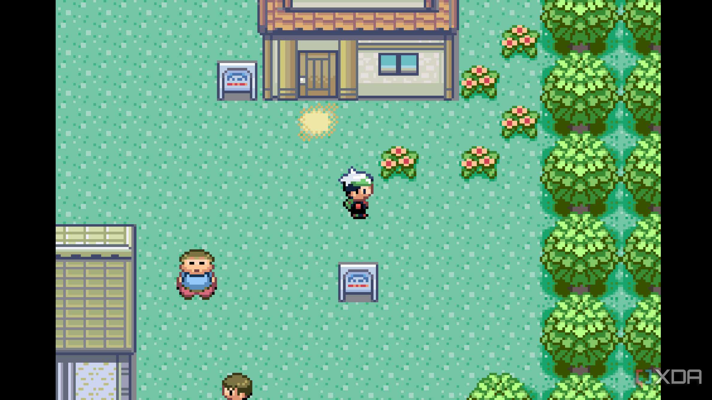 A screenshot from Pokémon Emerald on the Game Boy Advance.