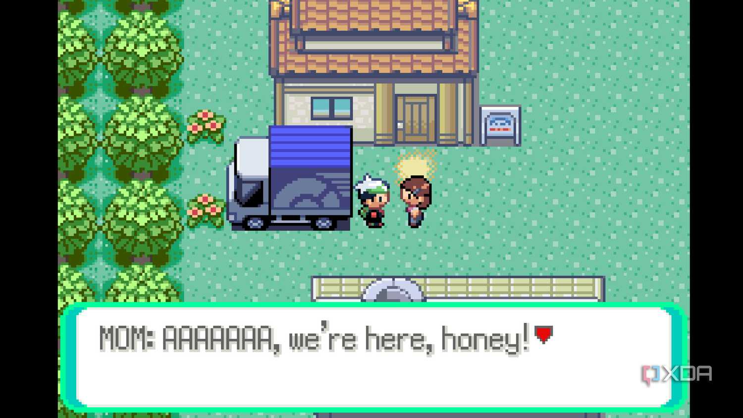 A screenshot from Pokémon Emerald on the Game Boy Advance.