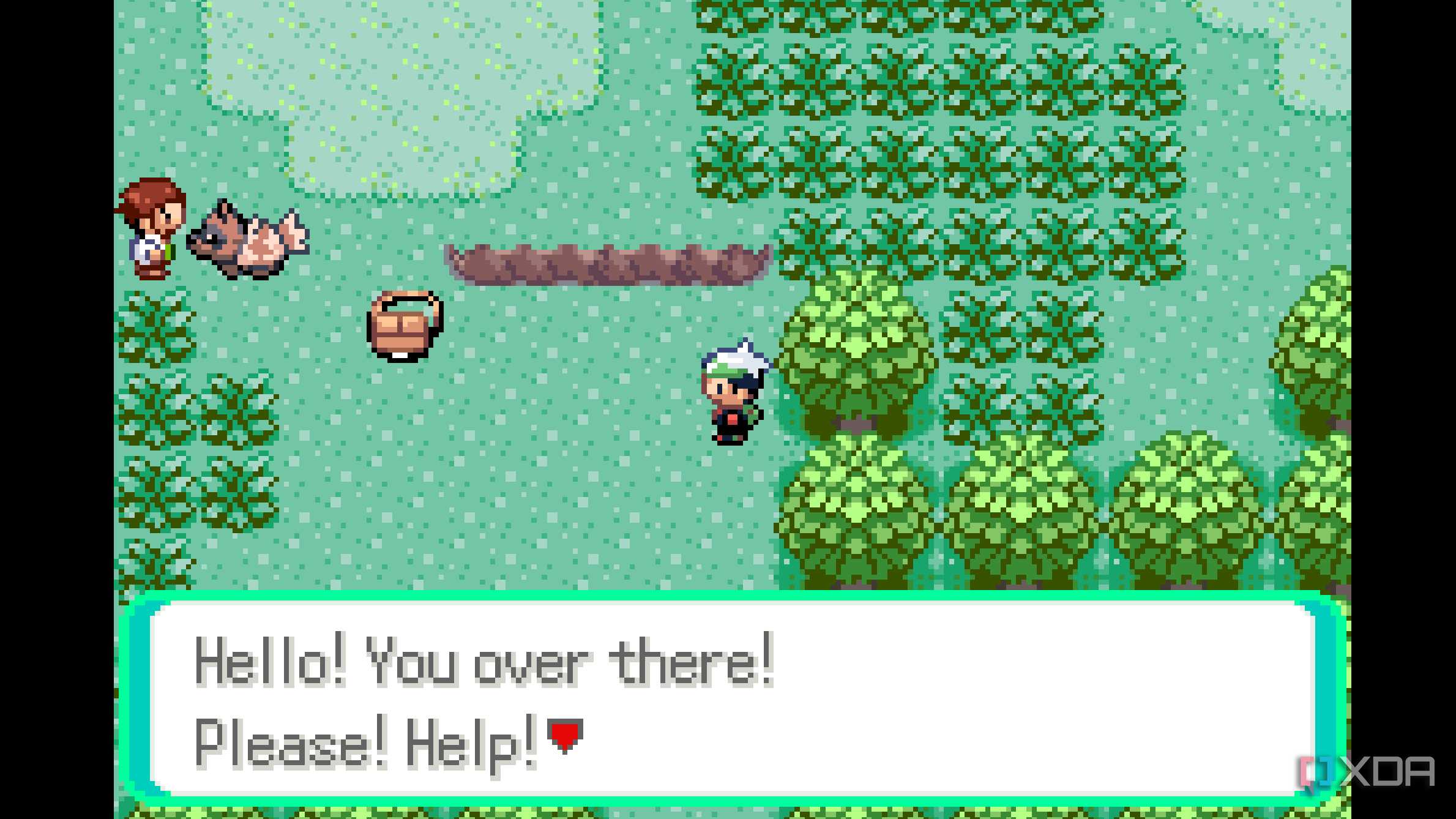 A screenshot from Pokémon Emerald on the Game Boy Advance.