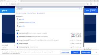 choose postgresql from docker search