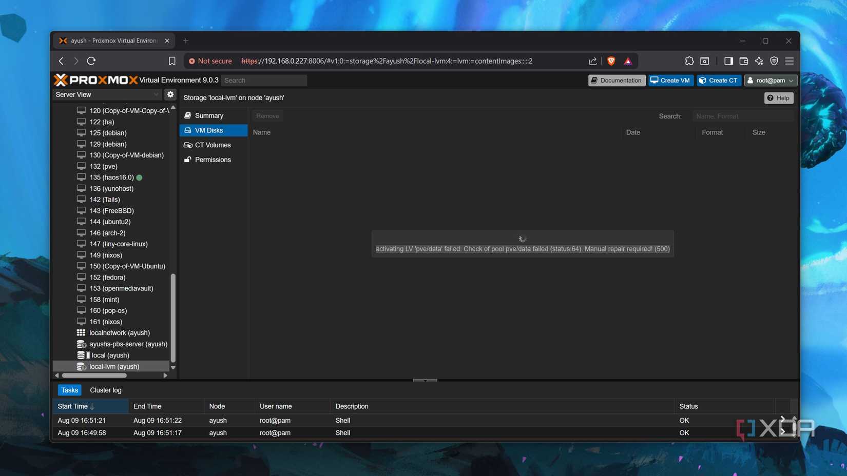 Error after updating the Proxmox 9