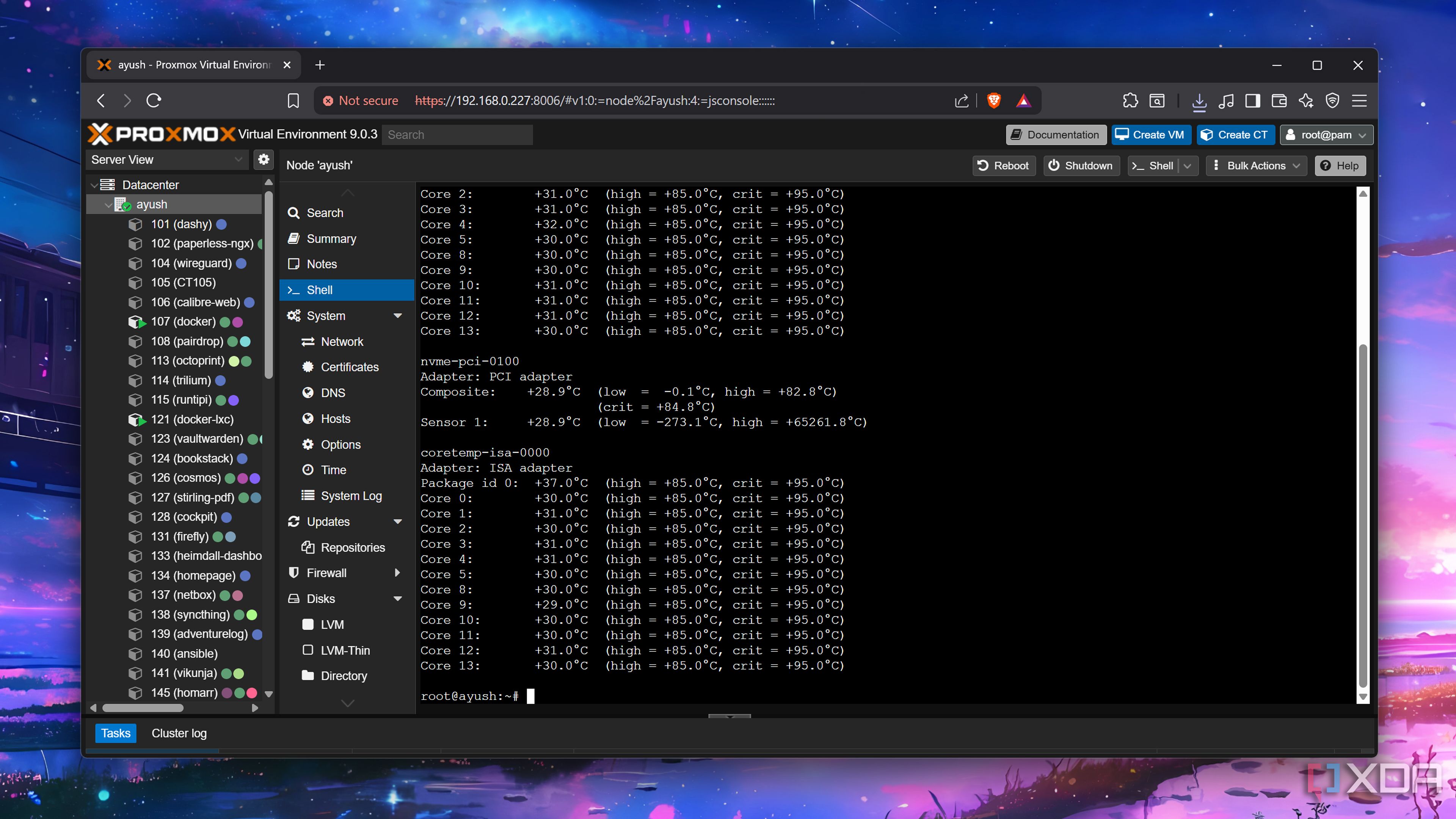 I added real-time temperature monitoring to my Proxmox dashboard, here ...
