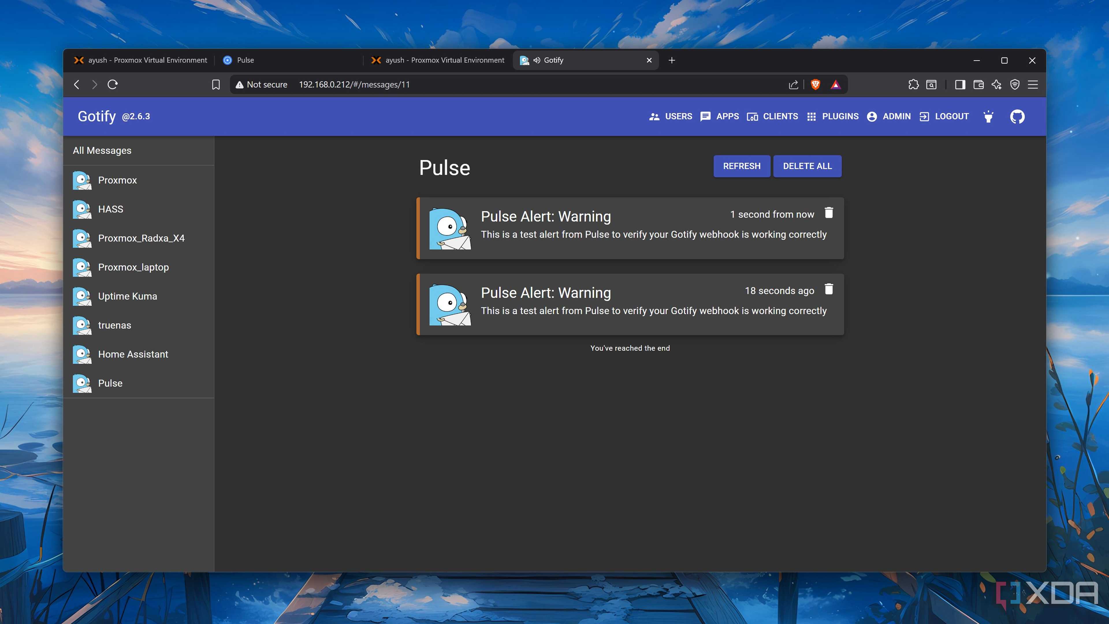 Receiving Pulse alerts on Gotify