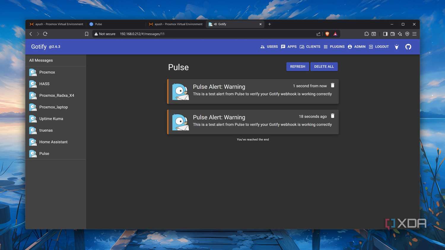 Receiving Pulse alerts on Gotify