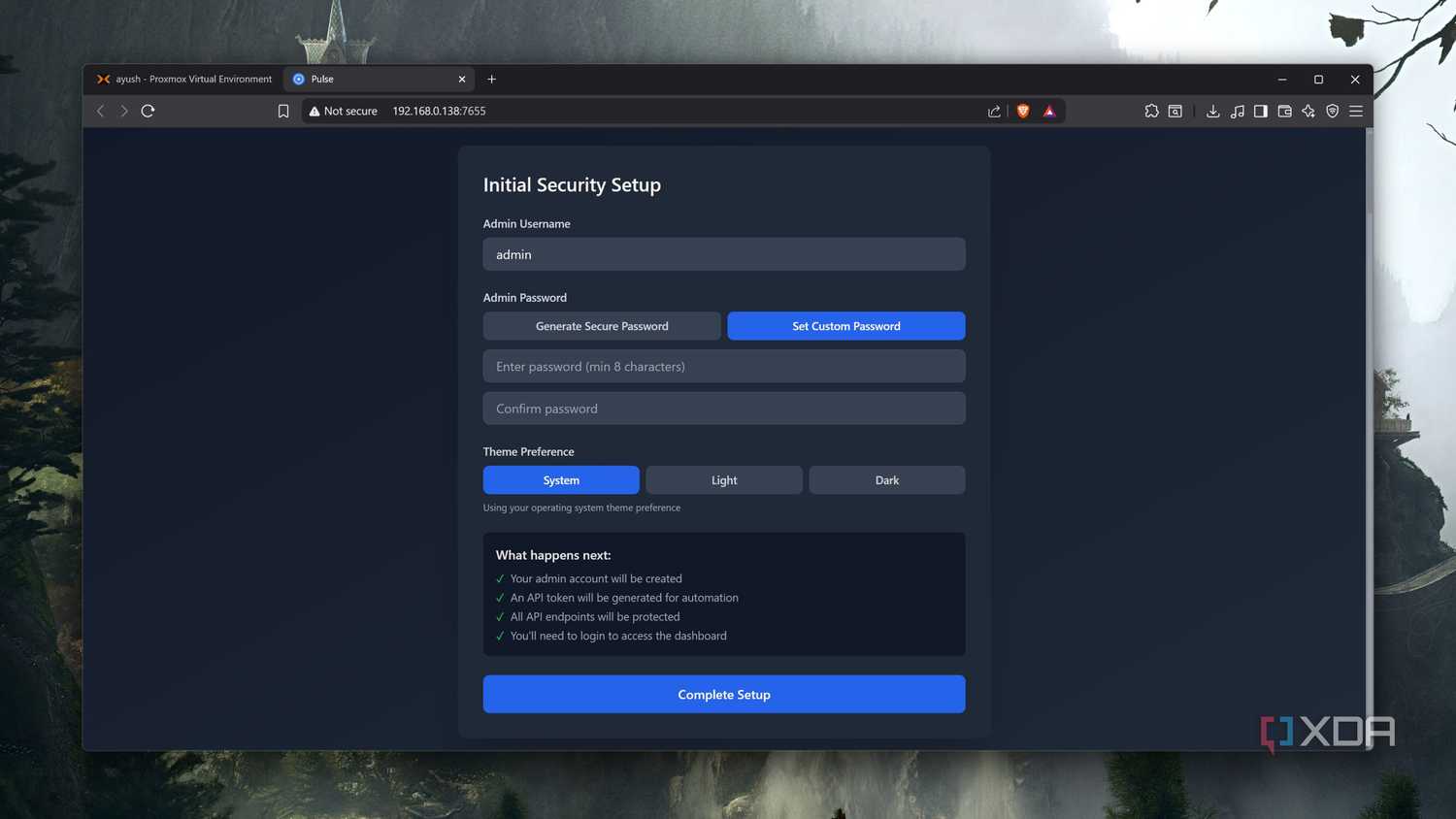 Setting up the user credentials in Pulse